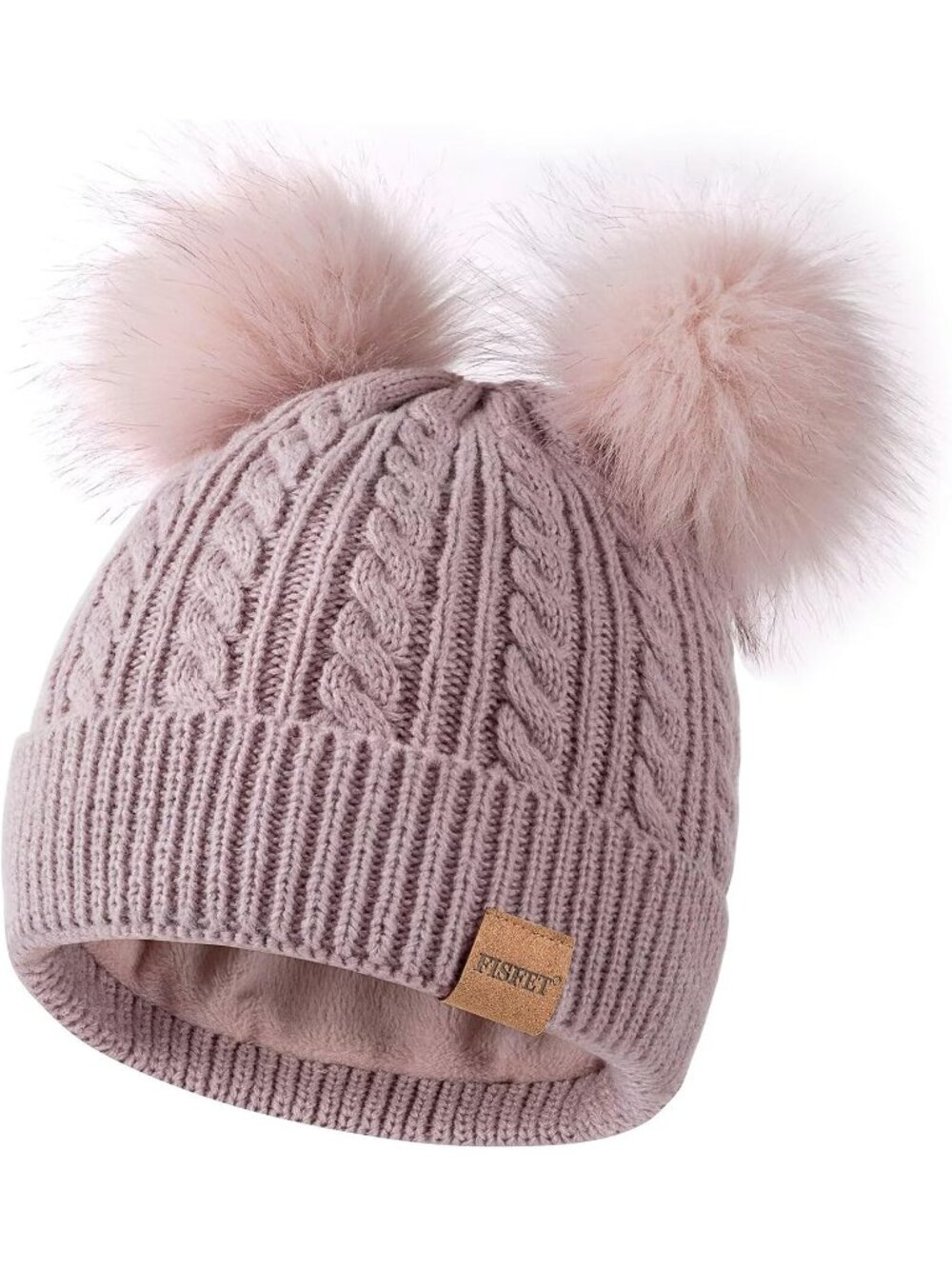 Women's Pink Elastic Birthday Winter Hats Knit Fleece Cute Beanie Fashion Cap